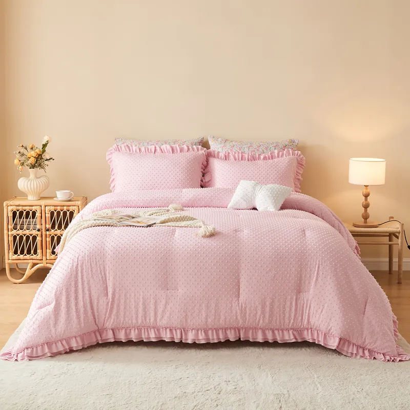 Nova Home Mary Clipped Jacquard Comforter Set - Pink (Available In Sizes) product thumbnail 12