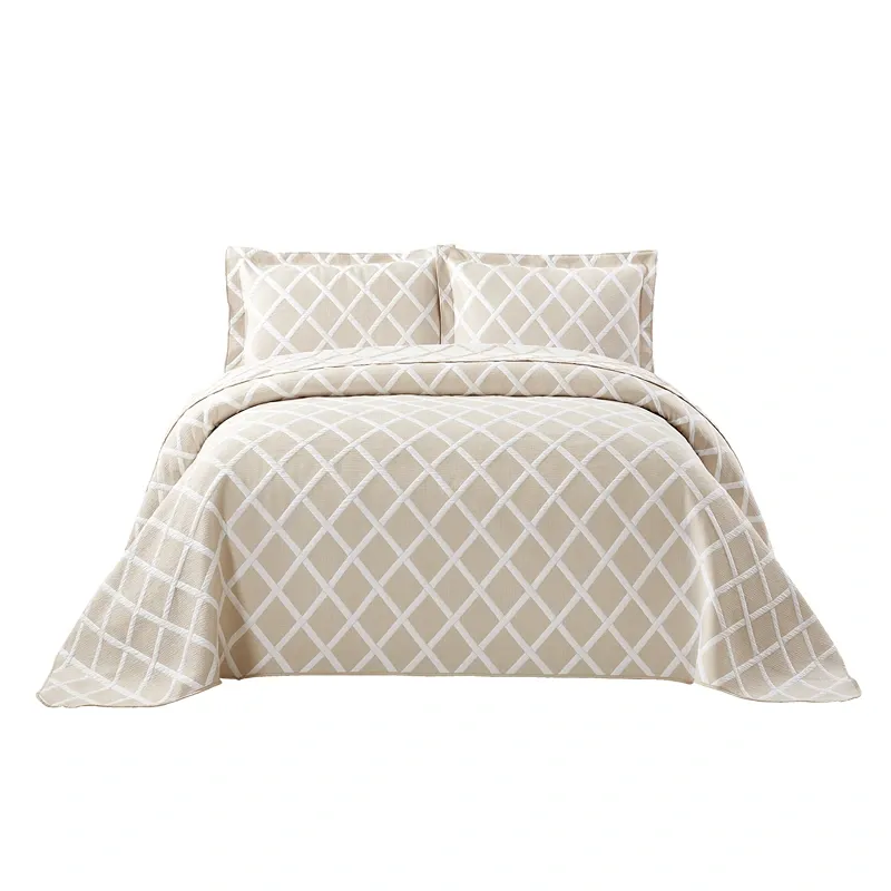 Nova Home Valook Poly Cotton Jaquard Reversible Bed Spread Set - Beige (Available In Sizes) product thumbnail 10