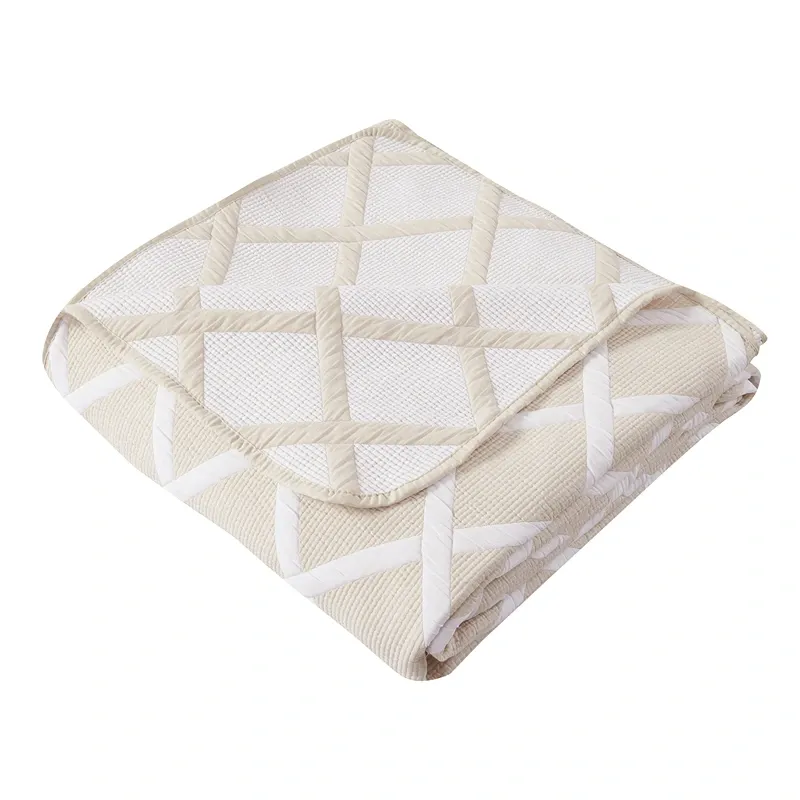 Nova Home Valook Poly Cotton Jaquard Reversible Bed Spread Set - Beige (Available In Sizes) product thumbnail 5