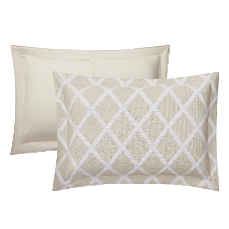 Nova Home Valook Poly Cotton Jaquard Reversible Bed Spread Set - Beige (Available In Sizes) product thumbnail 8