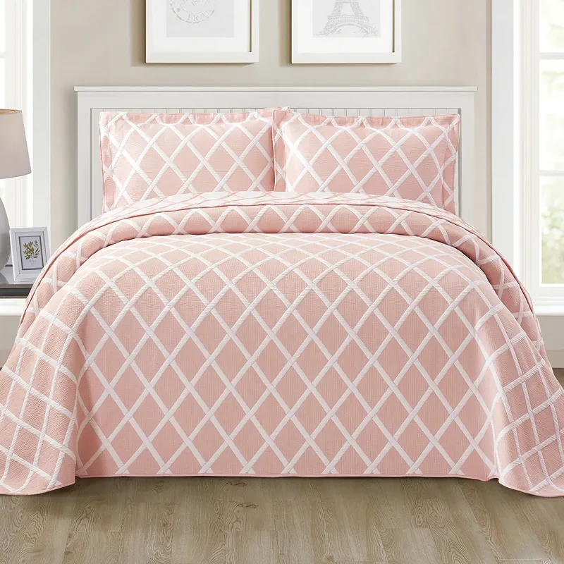 Nova Home Valook Poly Cotton Jaquard Reversible Bed Spread Set - Pink (Available In Sizes) product thumbnail 4