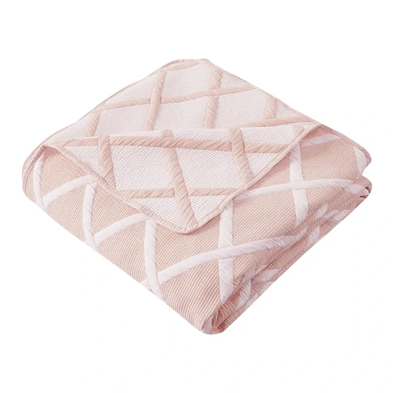 Nova Home Valook Poly Cotton Jaquard Reversible Bed Spread Set - Pink (Available In Sizes) product thumbnail 5