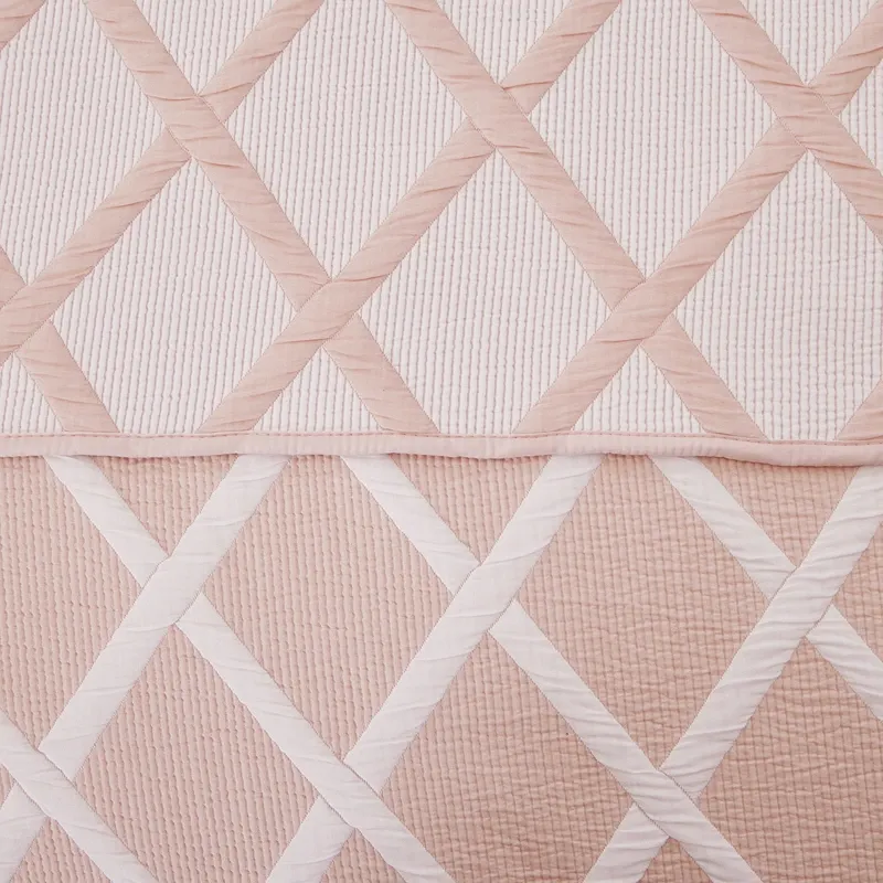 Nova Home Valook Poly Cotton Jaquard Reversible Bed Spread Set - Pink (Available In Sizes) product thumbnail 6