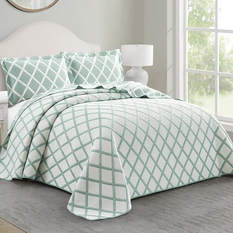 Nova Home Valook Poly Cotton Jaquard Reversible Bed Spread Set - Jade (Available In Sizes) product thumbnail 2