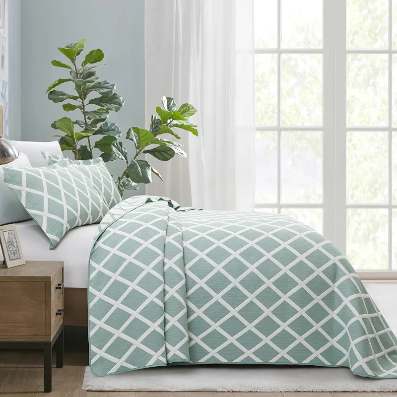 Nova Home Valook Poly Cotton Jaquard Reversible Bed Spread Set - Jade (Available In Sizes) product thumbnail 3