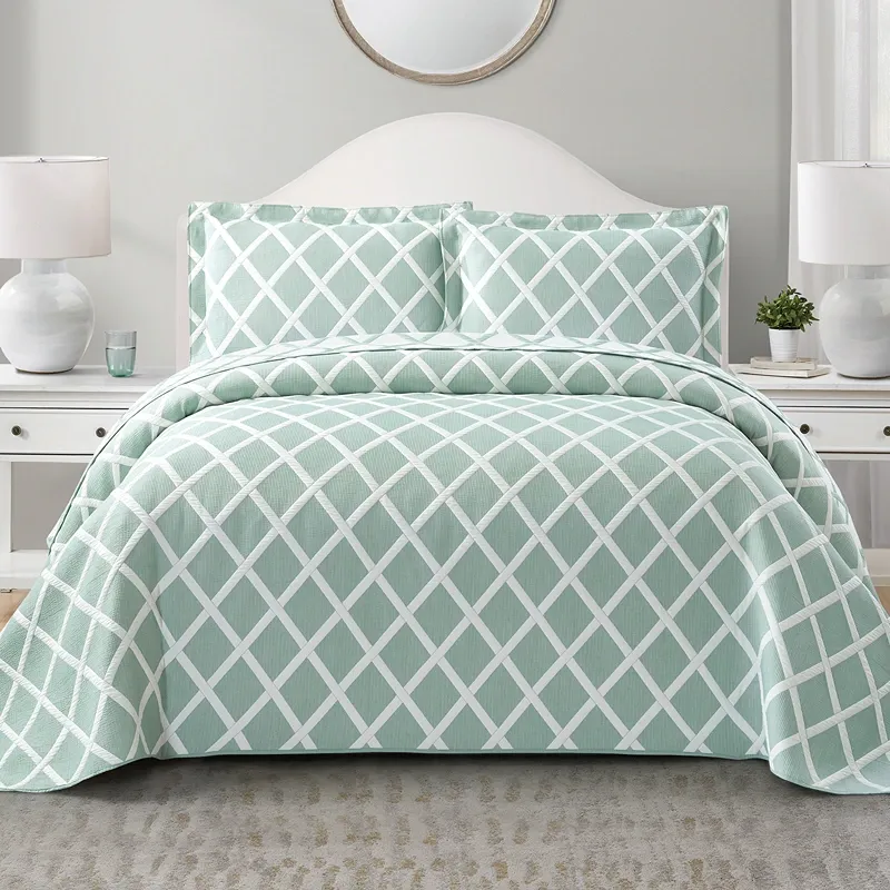 Nova Home Valook Poly Cotton Jaquard Reversible Bed Spread Set - Jade (Available In Sizes) product thumbnail 4