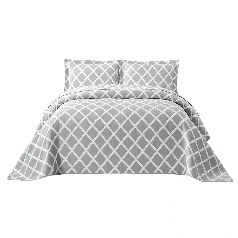 Nova Home Valook Poly Cotton Jaquard Reversible Bed Spread Set - Grey (Available In Sizes) product thumbnail 3