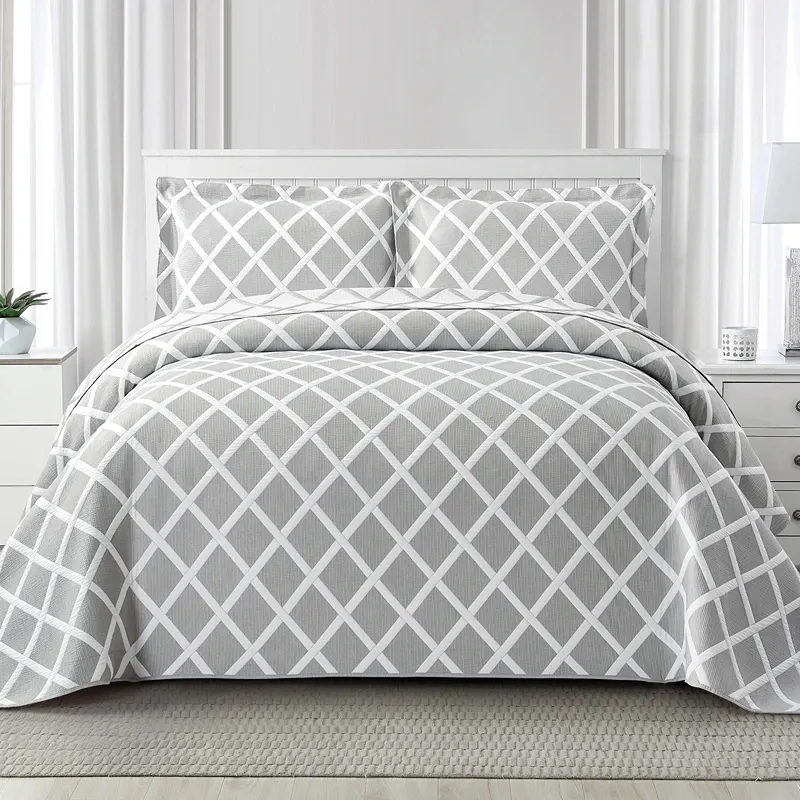 Nova Home Valook Poly Cotton Jaquard Reversible Bed Spread Set - Grey (Available In Sizes) product thumbnail 6
