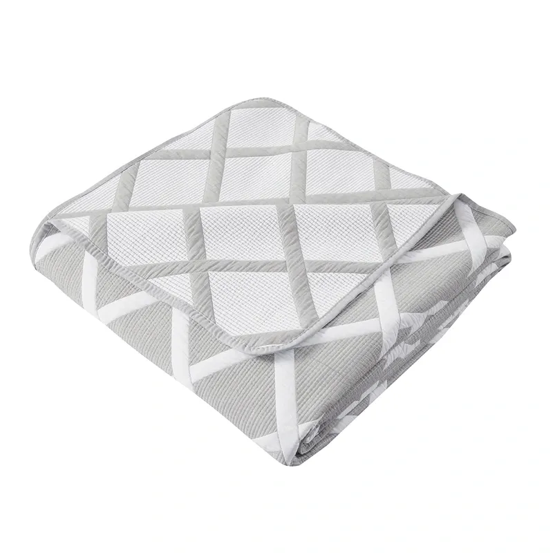 Nova Home Valook Poly Cotton Jaquard Reversible Bed Spread Set - Grey (Available In Sizes) product thumbnail 7