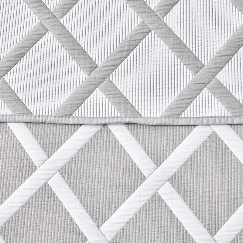 Nova Home Valook Poly Cotton Jaquard Reversible Bed Spread Set - Grey (Available In Sizes) product thumbnail 8