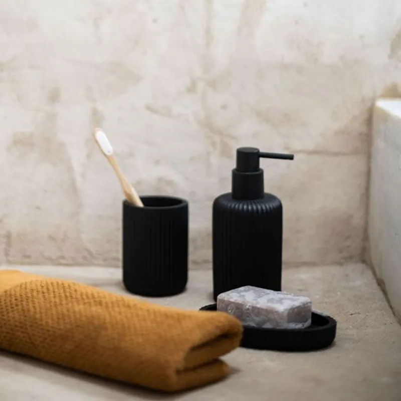 Andrea Black Toothbrush Holder with Stripes product thumbnail 4