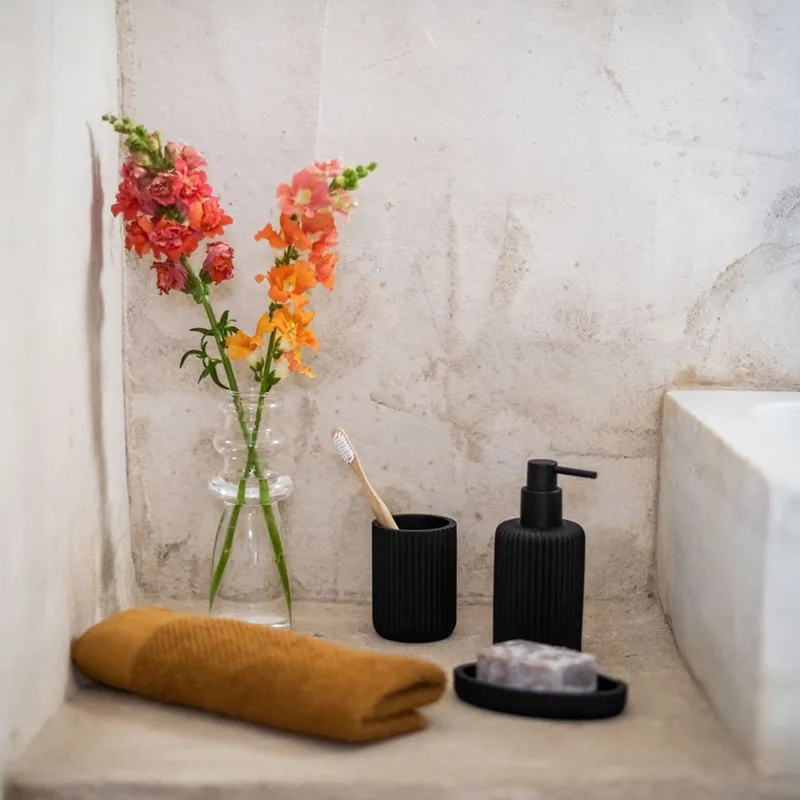 Andrea Matte Black Resin Soap Dispenser product thumbnail 4