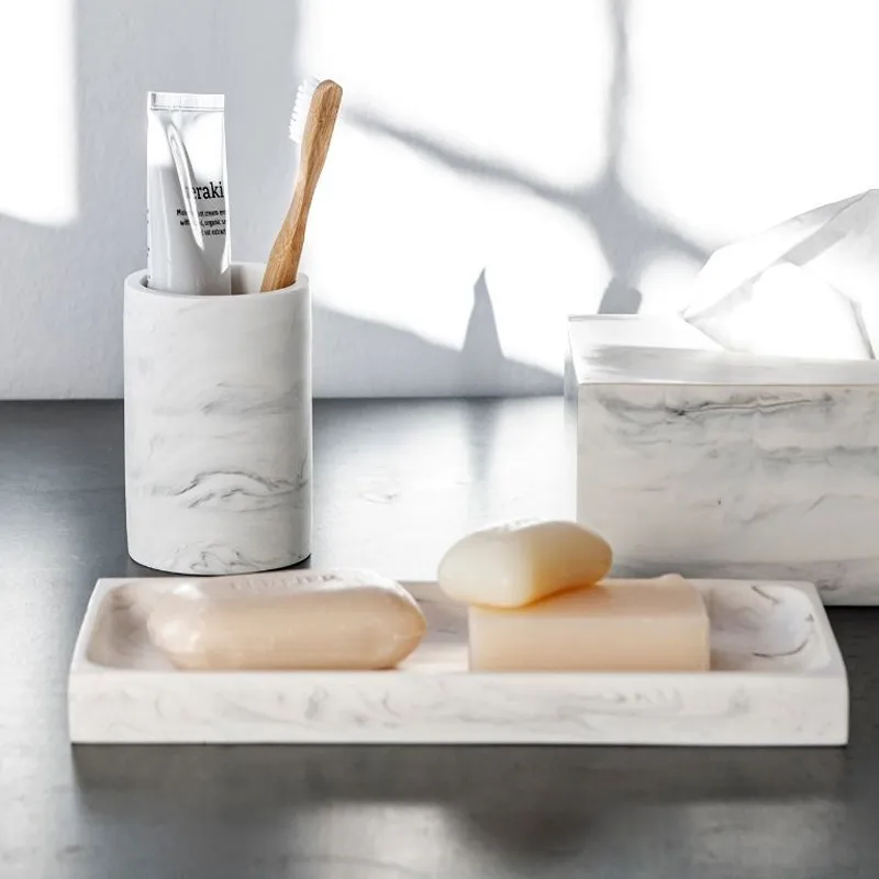 Andrea White Marble Bathroom Tray product thumbnail 2