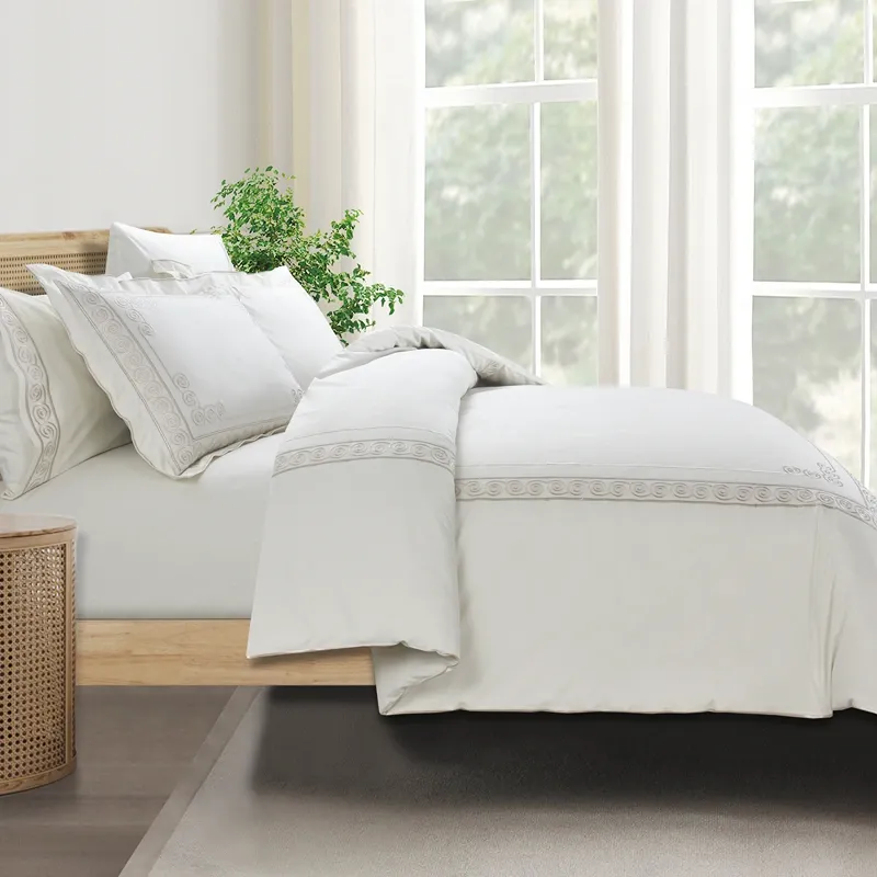 Nova Home Clouds Cotton Comforter Set - King/Super King - 6 Pcs - White/Champagne product thumbnail 4