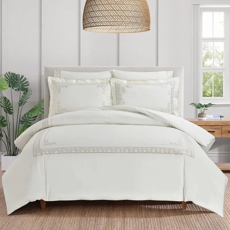 Nova Home Clouds Cotton Comforter Set - King/Super King - 6 Pcs - White/Champagne product thumbnail 2