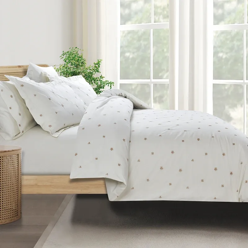 Nova Home Clover Cotton Comforter Set - King/Super King - 6 Pcs - White/Gold product thumbnail 4