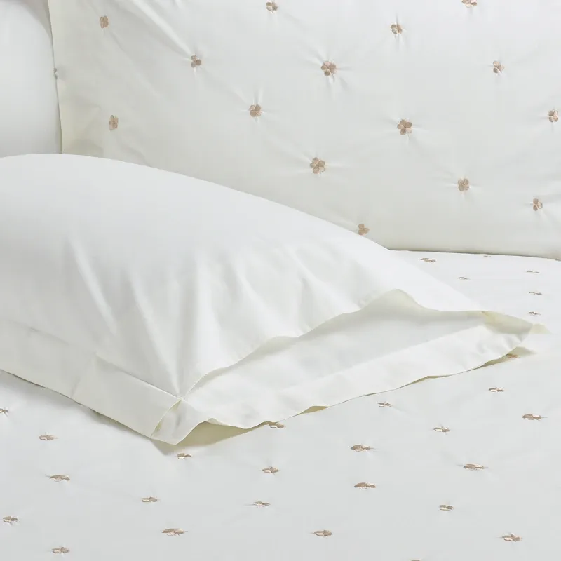 Nova Home Clover Cotton Comforter Set - King/Super King - 6 Pcs - White/Gold product thumbnail 5