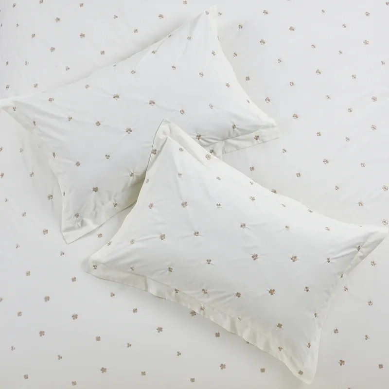 Nova Home Clover Cotton Comforter Set - King/Super King - 6 Pcs - White/Gold product thumbnail 6