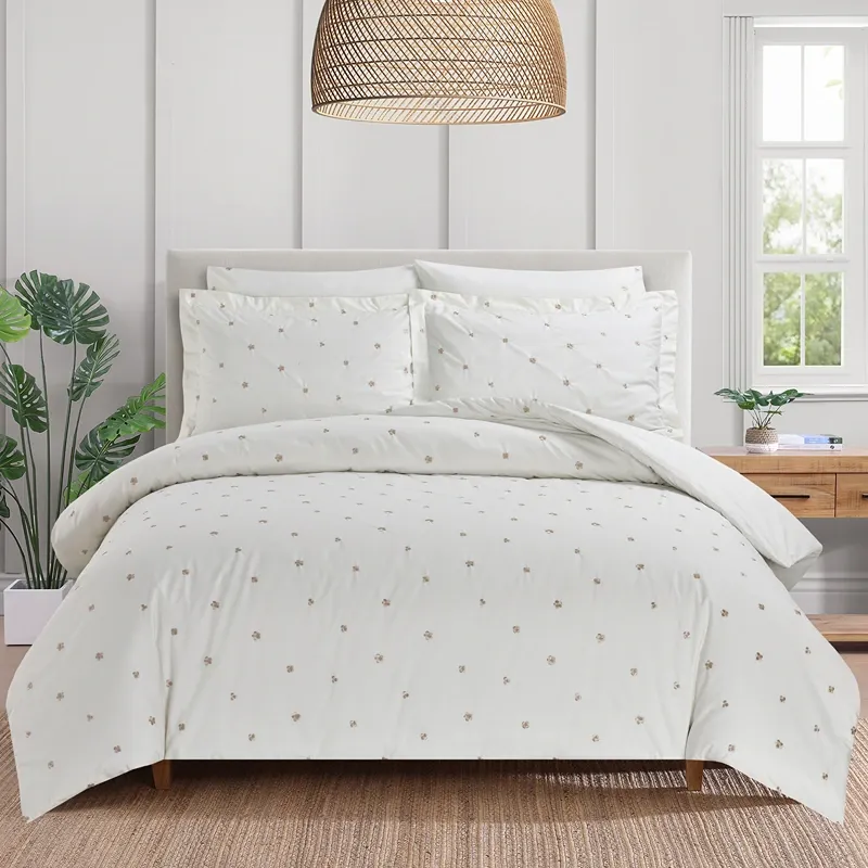Nova Home Clover Cotton Comforter Set - King/Super King - 6 Pcs - White/Gold product thumbnail 2