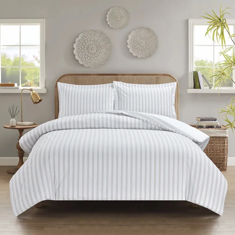 Nova Home Verto Cotton Duvet Cover Set - White/Linen (Available In Sizes) product thumbnail 2