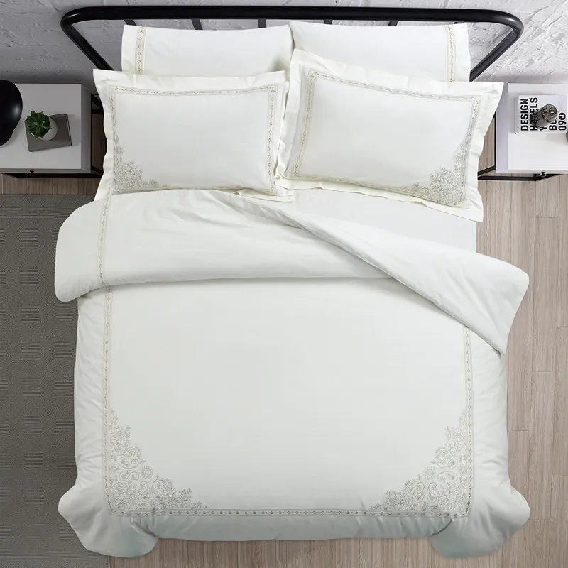 Nova Home Trace Cotton Comforter Set - King/Super King - 6 Pcs - White/Beige product thumbnail 3