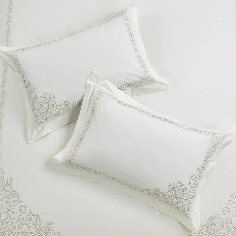 Nova Home Trace Cotton Comforter Set - King/Super King - 6 Pcs - White/Beige product thumbnail 8