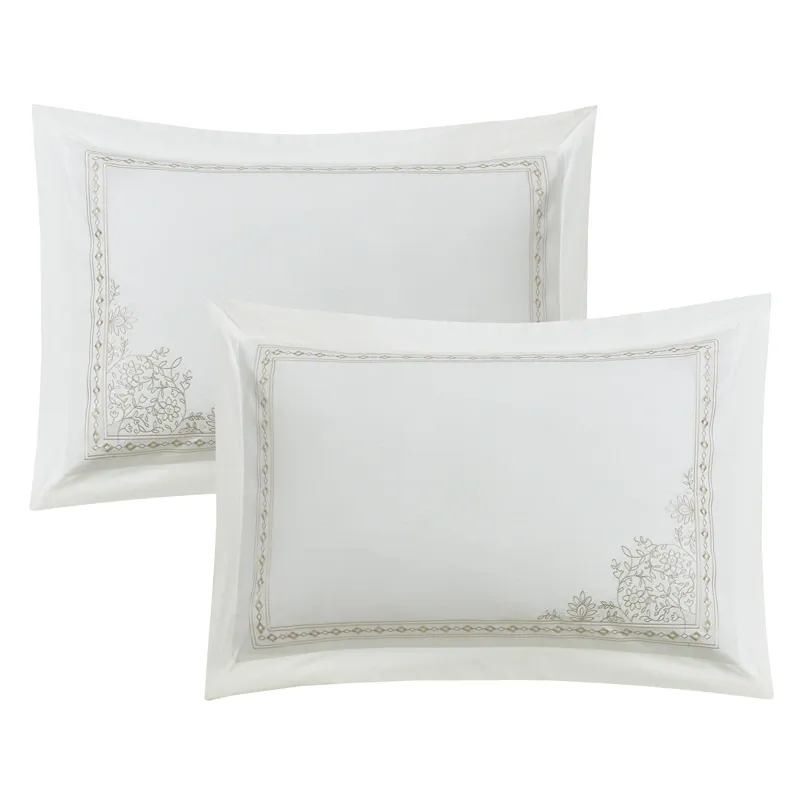 Nova Home Trace Cotton Comforter Set - King/Super King - 6 Pcs - White/Beige product thumbnail 9