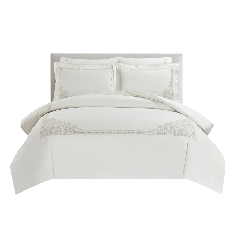 Nova Home Trace Cotton Comforter Set - King/Super King - 6 Pcs - White/Beige product thumbnail 10