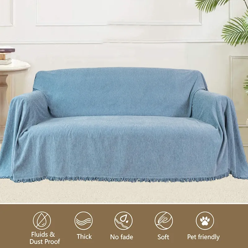 Nova Home Harmonic Chenille Sofa Cover - 2 Seats - Blue product thumbnail 4