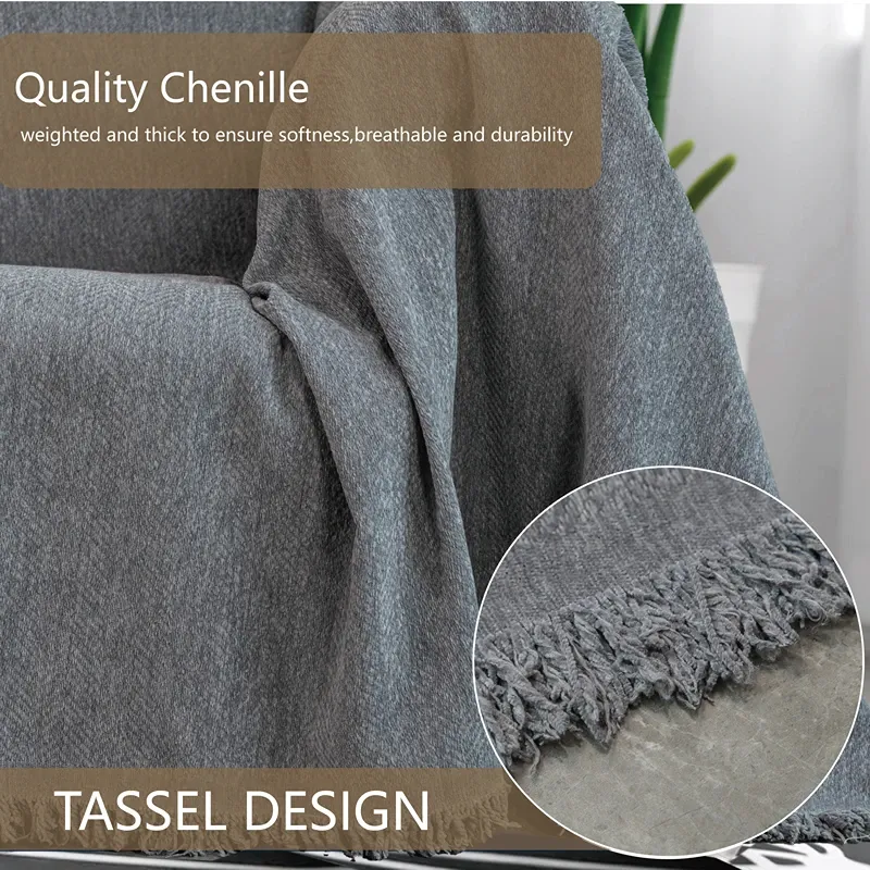 Nova Home Harmonic Chenille Sofa Cover - 2 Seats - Grey product thumbnail 2