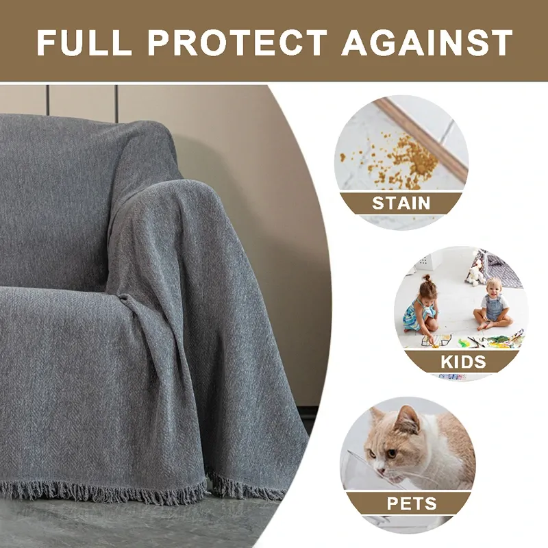 Nova Home Harmonic Chenille Sofa Cover - 2 Seats - Grey product thumbnail 6
