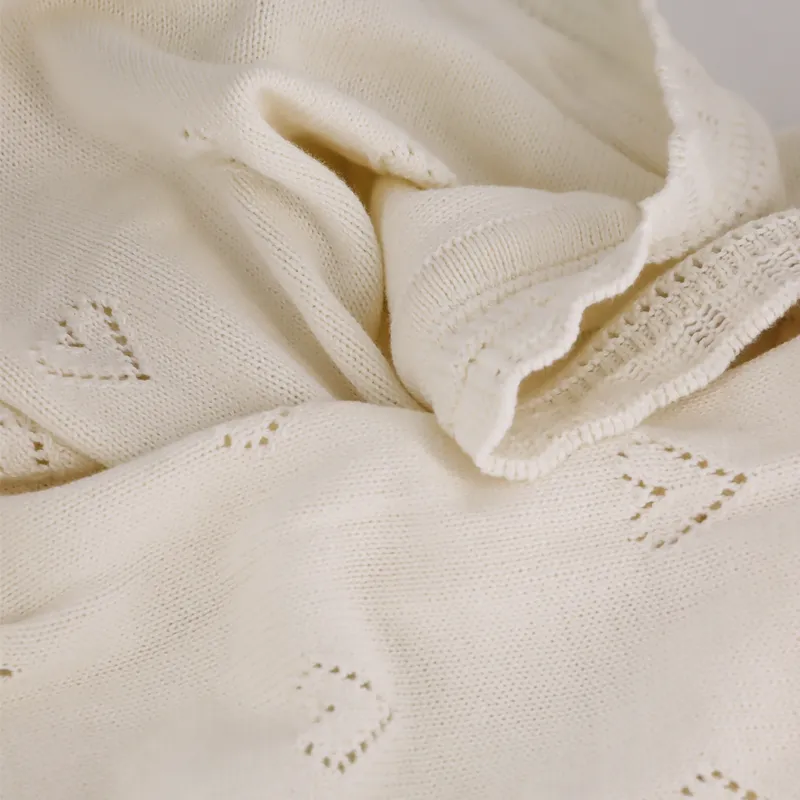 Nova Home "Heart" Knitted Baby Blanket - 100% Cotton - Ivory product thumbnail 4