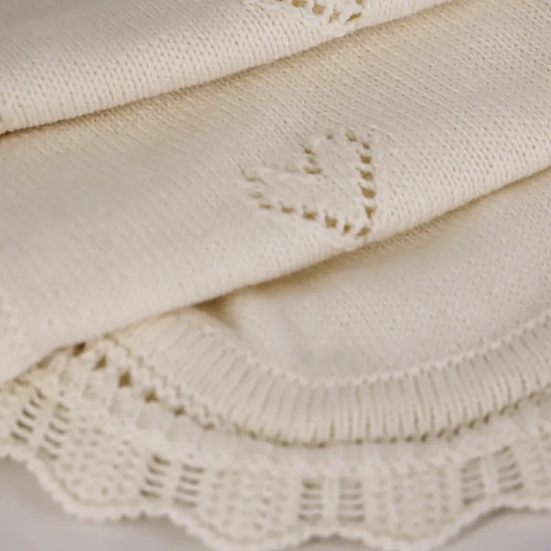 Nova Home "Heart" Knitted Baby Blanket - 100% Cotton - Ivory product thumbnail 5