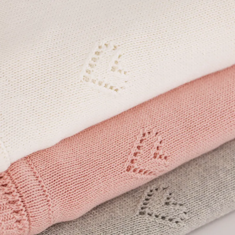 Nova Home "Heart" Knitted Baby Blanket - 100% Cotton - Ivory product thumbnail 6