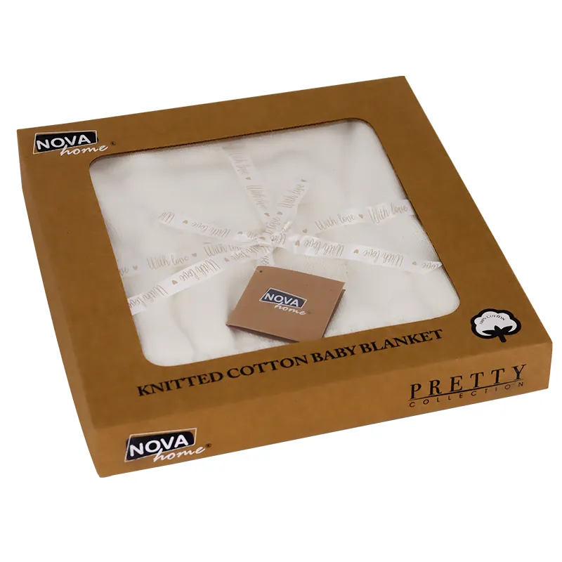 Nova Home "Star" Knitted Baby Blanket - 100% Cotton - Ivory product thumbnail 3