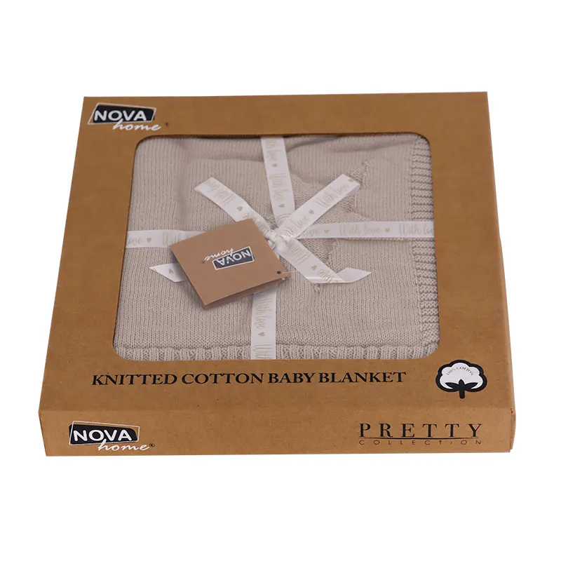 Nova Home "Star" Knitted Baby Blanket - 100% Cotton - Stone product thumbnail 3