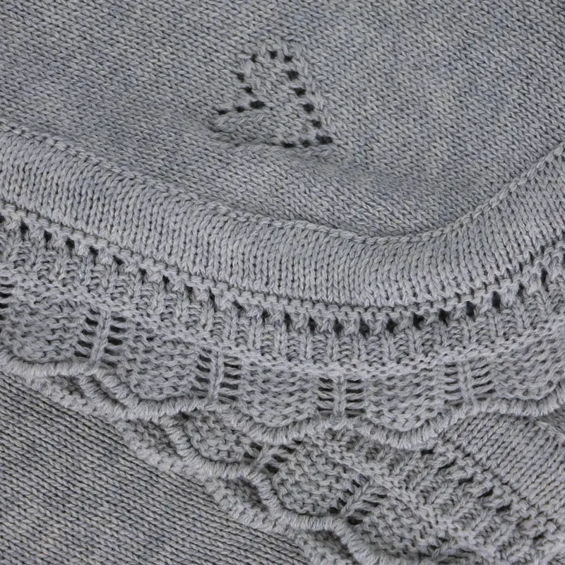 Nova Home "Heart" Knitted Baby Blanket - 100% Cotton - Grey product thumbnail 2