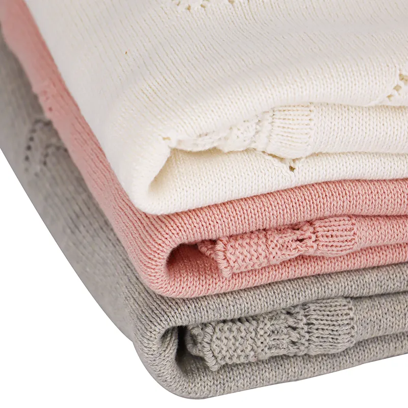 Nova Home "Heart" Knitted Baby Blanket - 100% Cotton - Grey product thumbnail 4
