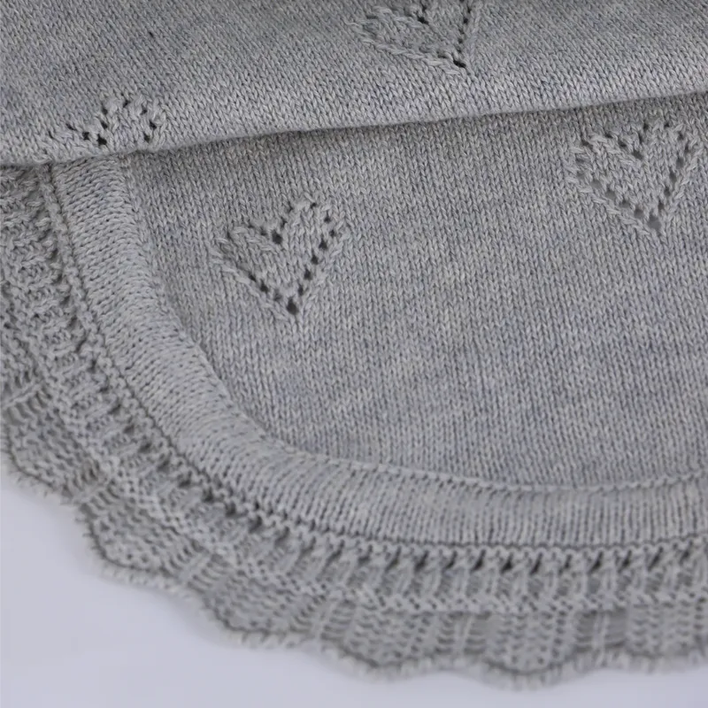 Nova Home "Heart" Knitted Baby Blanket - 100% Cotton - Grey product thumbnail 5