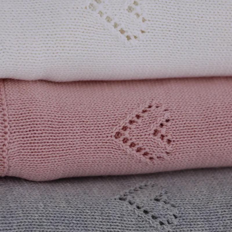 Nova Home "Heart" Knitted Baby Blanket - 100% Cotton - Grey product thumbnail 6