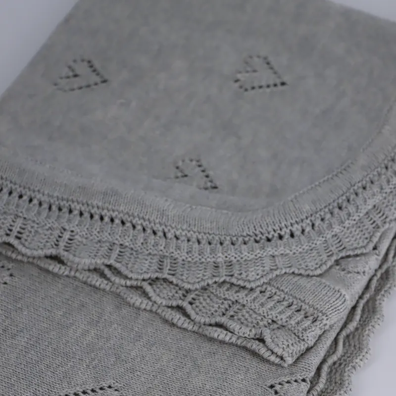 Nova Home "Heart" Knitted Baby Blanket - 100% Cotton - Grey product thumbnail 7