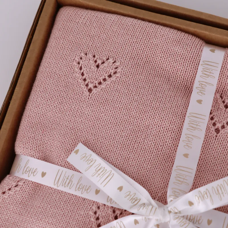 Nova Home "Heart" Knitted Baby Blanket - 100% Cotton - Pink product thumbnail 6