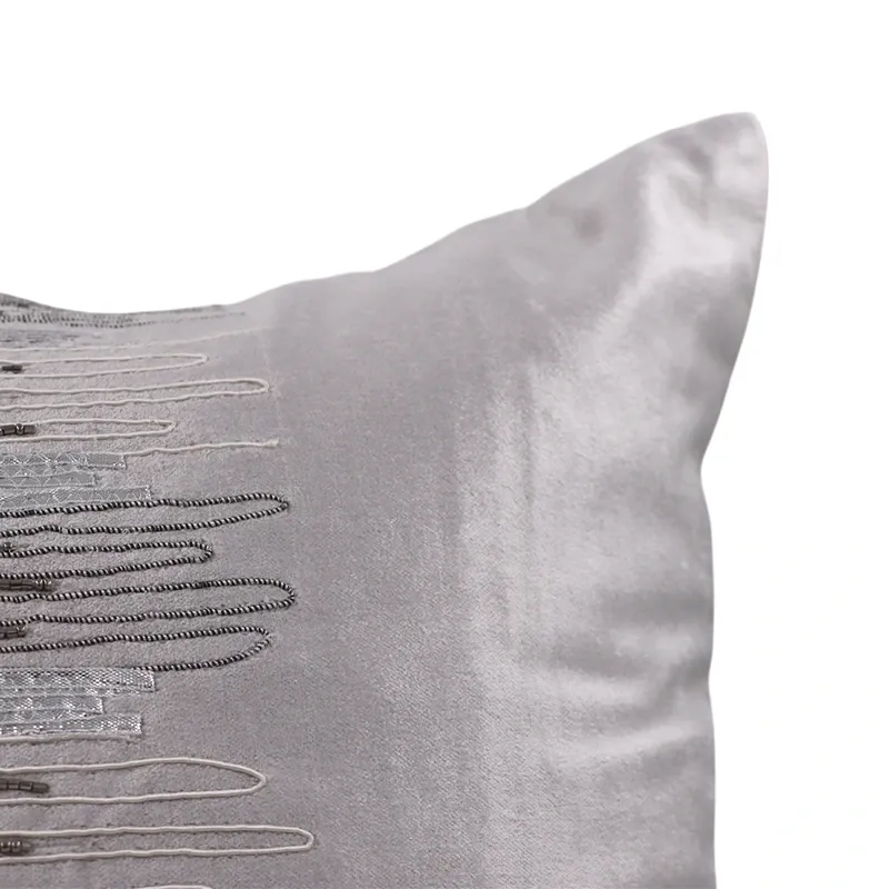 Nova Home Echelon Handmade Embroidered Velvet Cushion Cover with Bead – Silver – 50x50 cm product thumbnail 2