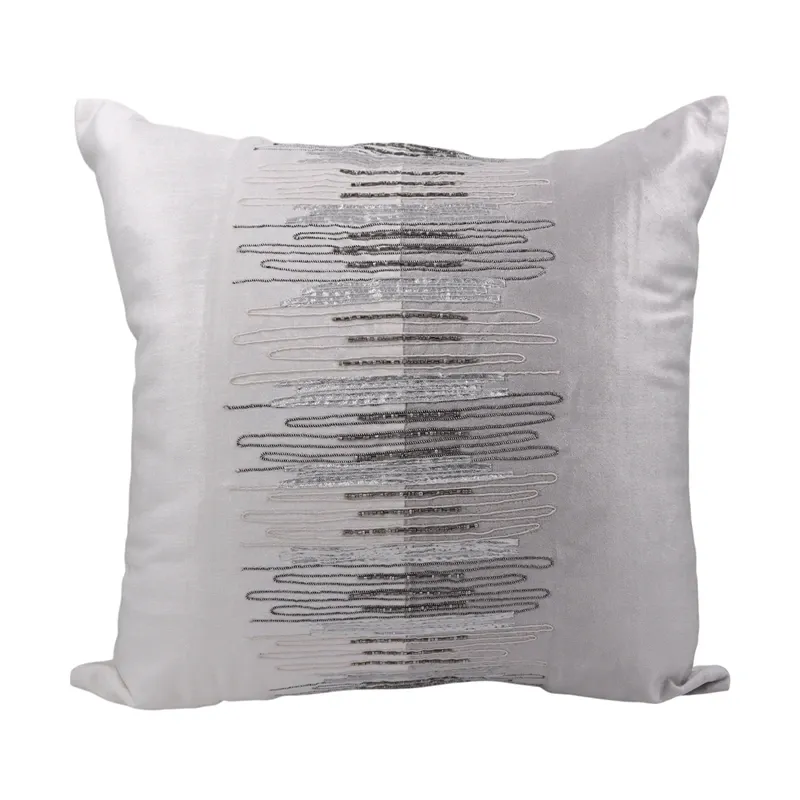 Nova Home Echelon Handmade Embroidered Velvet Cushion Cover with Bead – Silver – 50x50 cm product thumbnail 4