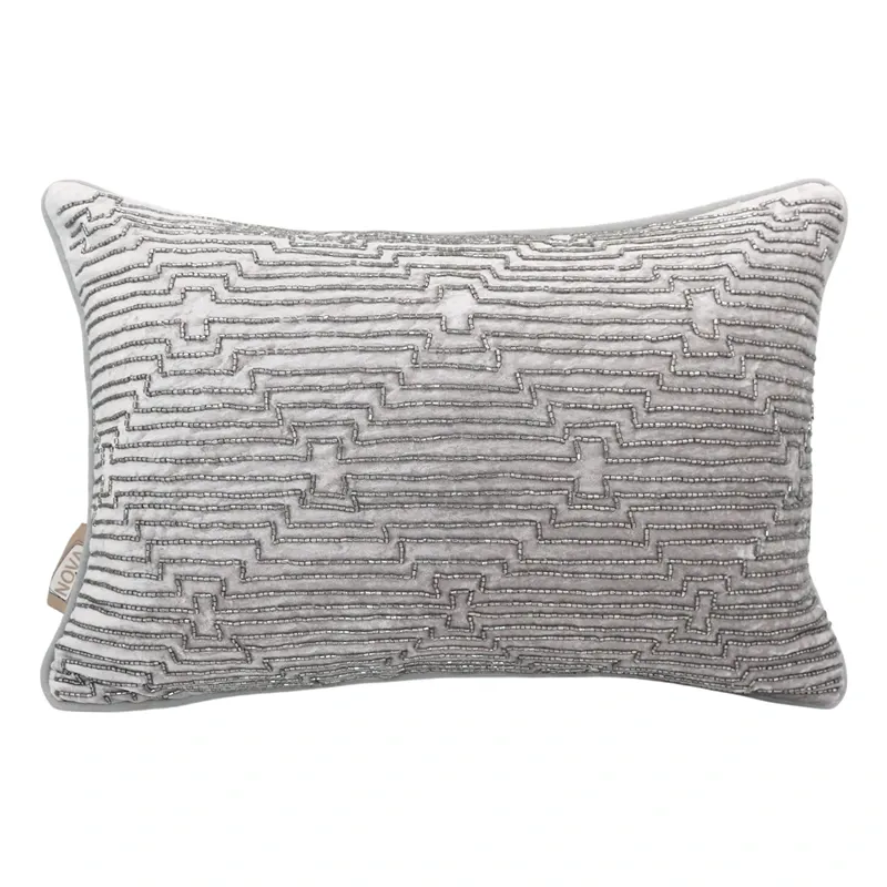 Nova Home Strata Handmade Embroidered Velvet Cushion Cover with Bead – Gold – 35x50 cm product thumbnail 4