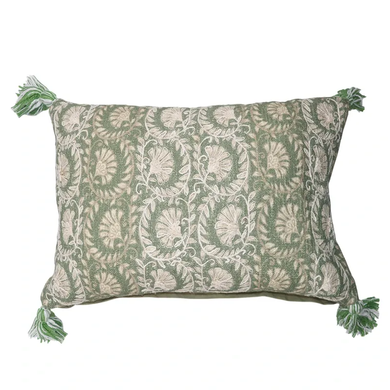 Nova Home Baroque Embroidered Jacquard Cushion Cover – 35x60 cm – Olive Green product thumbnail 4