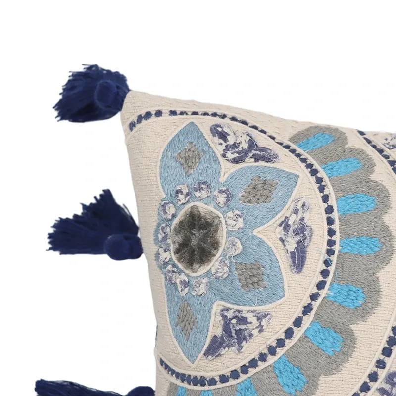 Nova Home Sahara Embroidered Jacquard Cushion Cover – 35x60 cm – Indigo Blue product thumbnail 2