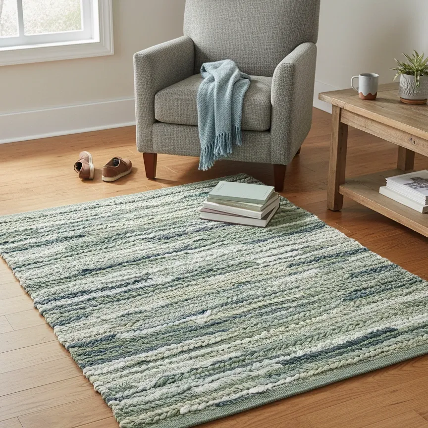 Nova Home "Ravine" Handwoven Cotton Accent Rug – Green (Available In Sizes) product thumbnail 3