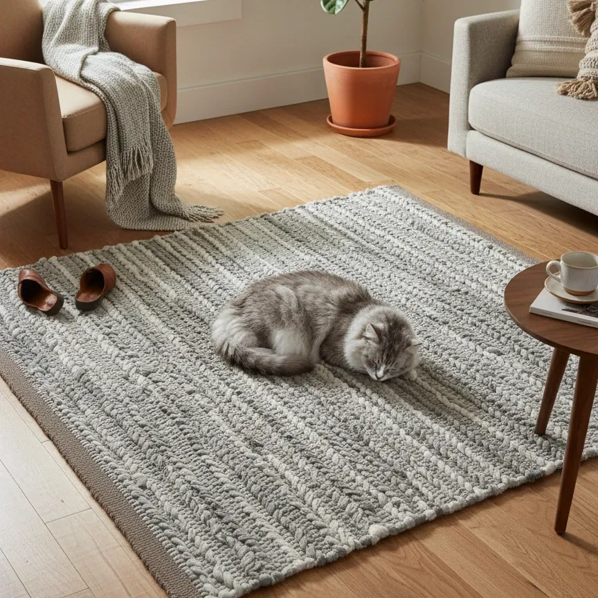 Nova Home "Ravine" Handwoven Cotton Accent Rug – Grey (Available In Sizes) product thumbnail 3