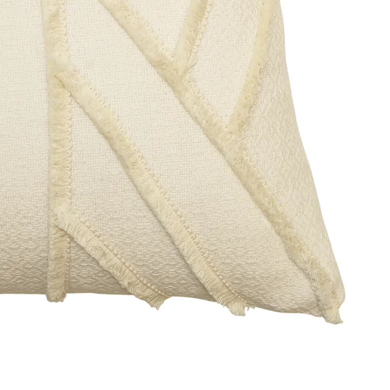 Nova Home Striata Handmade Embroidered 100% Cotton Cushion Cover - 50x50 Cm - Offwhite product thumbnail 2